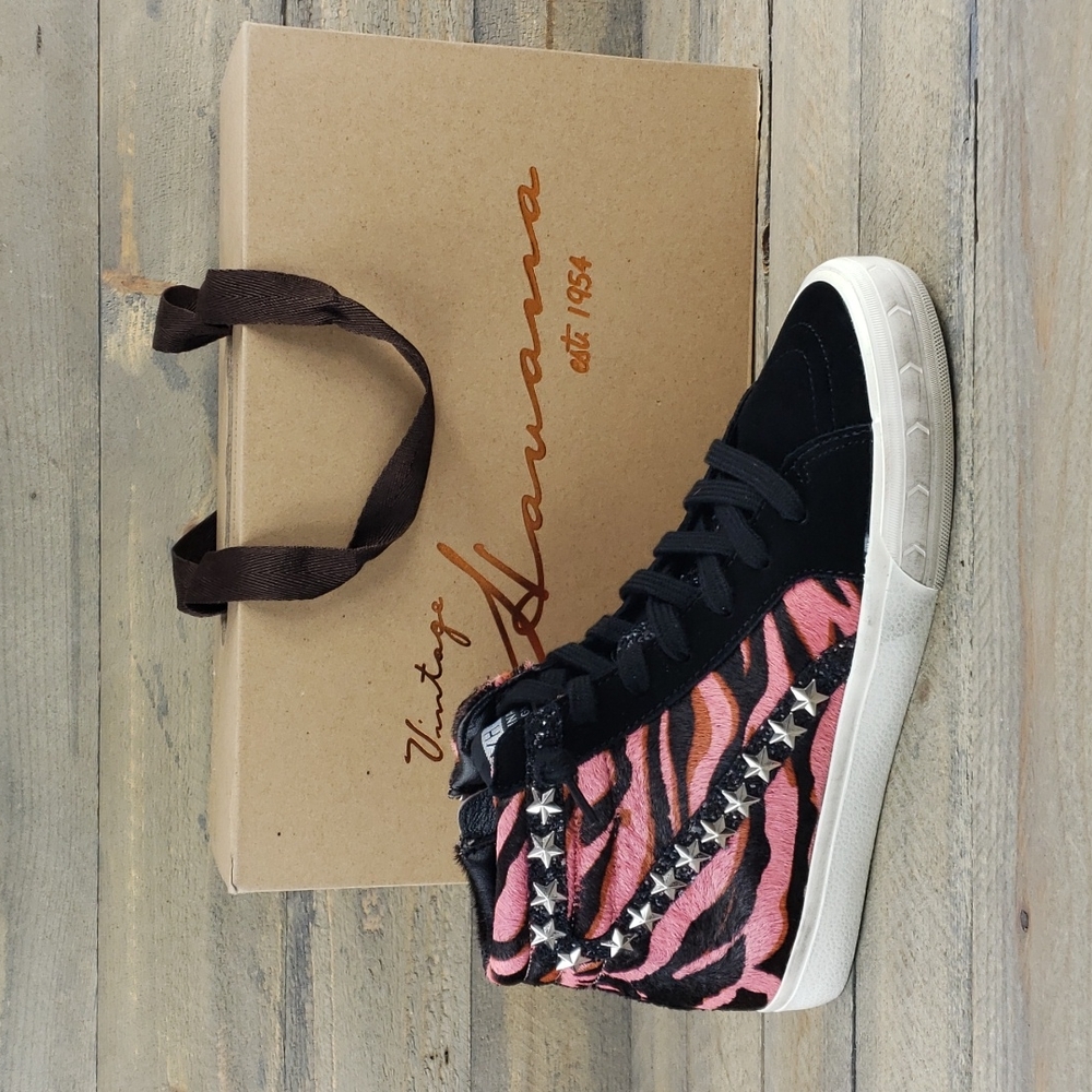 Vintage Havana Pink Black Zebra High-Top Sneakers